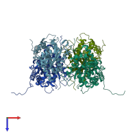 PDB entry 2eph coloured by chain, top view.