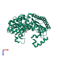 PDB entry 2epj coloured by chain, top view.