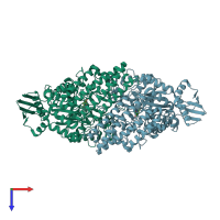 PDB entry 2epn coloured by chain, top view.