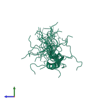PDB entry 2epr coloured by chain, ensemble of 20 models, side view.
