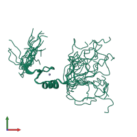 PDB entry 2eps coloured by chain, ensemble of 20 models, front view.
