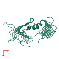 PDB entry 2epy coloured by chain, ensemble of 20 models, top view.