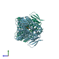 PDB entry 2eq6 coloured by chain, side view.