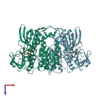 PDB entry 2eq6 coloured by chain, top view.