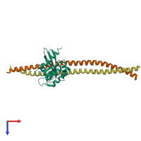 PDB entry 2eqb coloured by chain, top view.