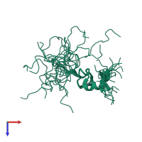 PDB entry 2eqe coloured by chain, ensemble of 20 models, top view.