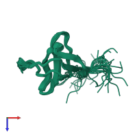PDB entry 2eqi coloured by chain, ensemble of 20 models, top view.