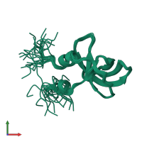 PDB entry 2eqk coloured by chain, ensemble of 20 models, front view.