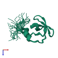 PDB entry 2eqk coloured by chain, ensemble of 20 models, top view.