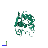 PDB entry 2eql coloured by chain, side view.