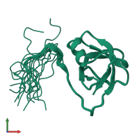 PDB entry 2eqn coloured by chain, ensemble of 20 models, front view.