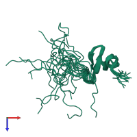 PDB entry 2eqp coloured by chain, ensemble of 20 models, top view.