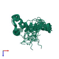 PDB entry 2eqz coloured by chain, ensemble of 20 models, top view.