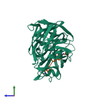 PDB entry 2er0 coloured by chain, side view.