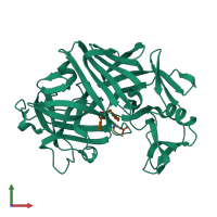 PDB entry 2er6 coloured by chain, front view.