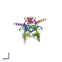 PDB entry 2er8 coloured by chain, side view.
