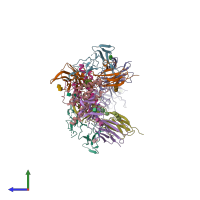 PDB entry 2erj coloured by chain, side view.