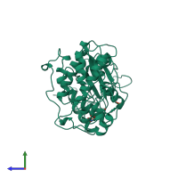 PDB entry 2erk coloured by chain, side view.