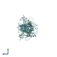 PDB entry 2erp coloured by chain, side view.