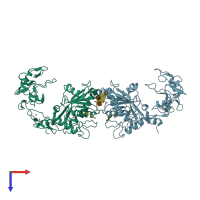 PDB entry 2erp coloured by chain, top view.