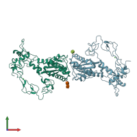 PDB entry 2erq coloured by chain, front view.