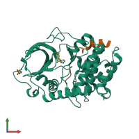 Hetero dimeric assembly 1 of PDB entry 2erz coloured by chemically distinct molecules, front view.