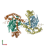 PDB entry 2es4 coloured by chain, front view.