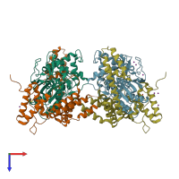 PDB entry 2es4 coloured by chain, top view.