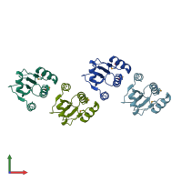 PDB entry 2es7 coloured by chain, front view.