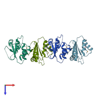 PDB entry 2es7 coloured by chain, top view.