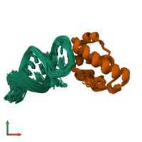 PDB entry 2ese coloured by chain, ensemble of 20 models, front view.