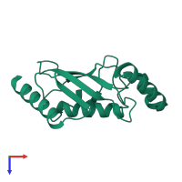 PDB entry 2esk coloured by chain, top view.