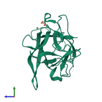 PDB entry 2esu coloured by chain, side view.