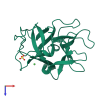 PDB entry 2esu coloured by chain, top view.