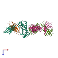 PDB entry 2esv coloured by chain, top view.