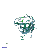 PDB entry 2esw coloured by chain, side view.