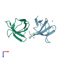 PDB entry 2esw coloured by chain, top view.