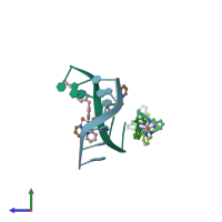 PDB entry 2et0 coloured by chain, side view.
