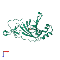 PDB entry 2et1 coloured by chain, top view.