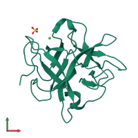 PDB entry 2et2 coloured by chain, front view.