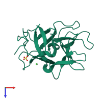 PDB entry 2et2 coloured by chain, top view.
