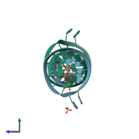 PDB entry 2et5 coloured by chain, side view.