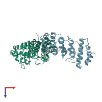 PDB entry 2etc coloured by chain, top view.