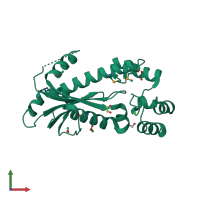 PDB entry 2etj coloured by chain, front view.