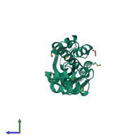 PDB entry 2etj coloured by chain, side view.