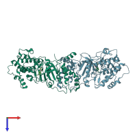 PDB entry 2etr coloured by chain, top view.