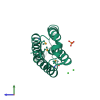 PDB entry 2ets coloured by chain, side view.