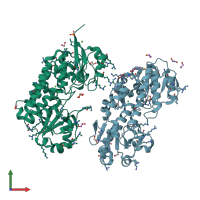 PDB entry 2etv coloured by chain, front view.