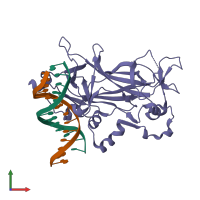 PDB entry 2etw coloured by chain, front view.