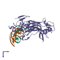 PDB entry 2etw coloured by chain, top view.